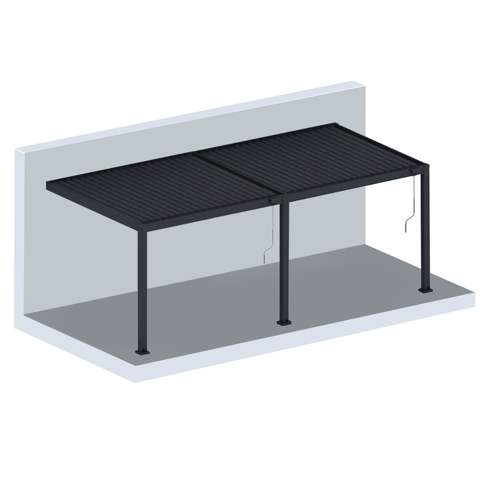 Wall-Mounted Manual Double-Layer Louver Pergola 3×7×2.5m