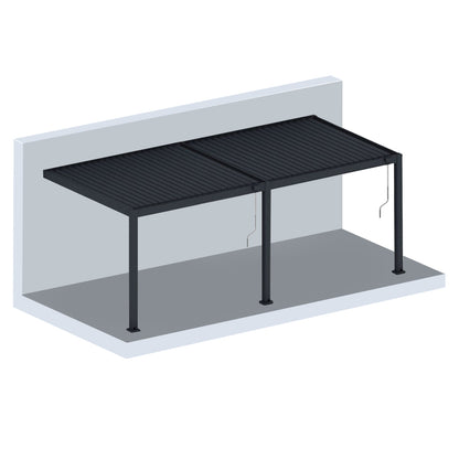 Wall-Mounted Manual Double-Layer Louver Pergola 3×7×2.5m