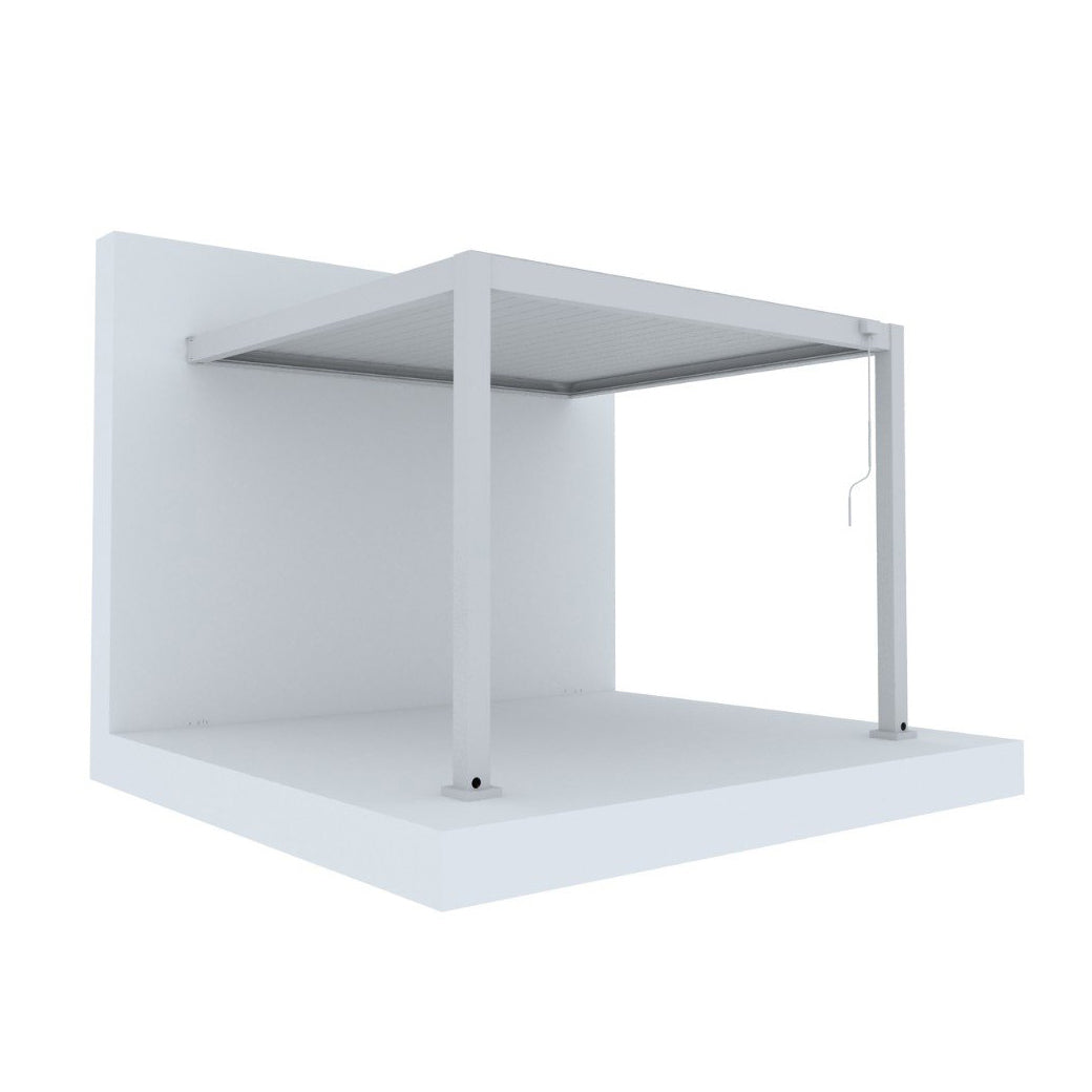 Wall-Mounted Manual Double-Layer Louver Pergola 3×3×2.5m White  Steelmates