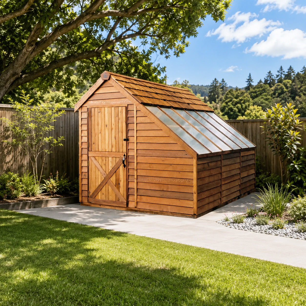 3.5x2.2m Cedar Sunhouse Shed with Polycarbonate Roof  Steelmates