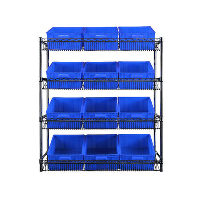 Epoxy 4 Tier Chrome Wire Slanted Shelving 1200x450xH1800 Black