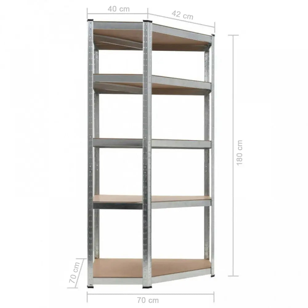 5 tier DIY Shelving H1800 x 900 x 400 With Corner Unit & 2 Storage Shelves steelmates