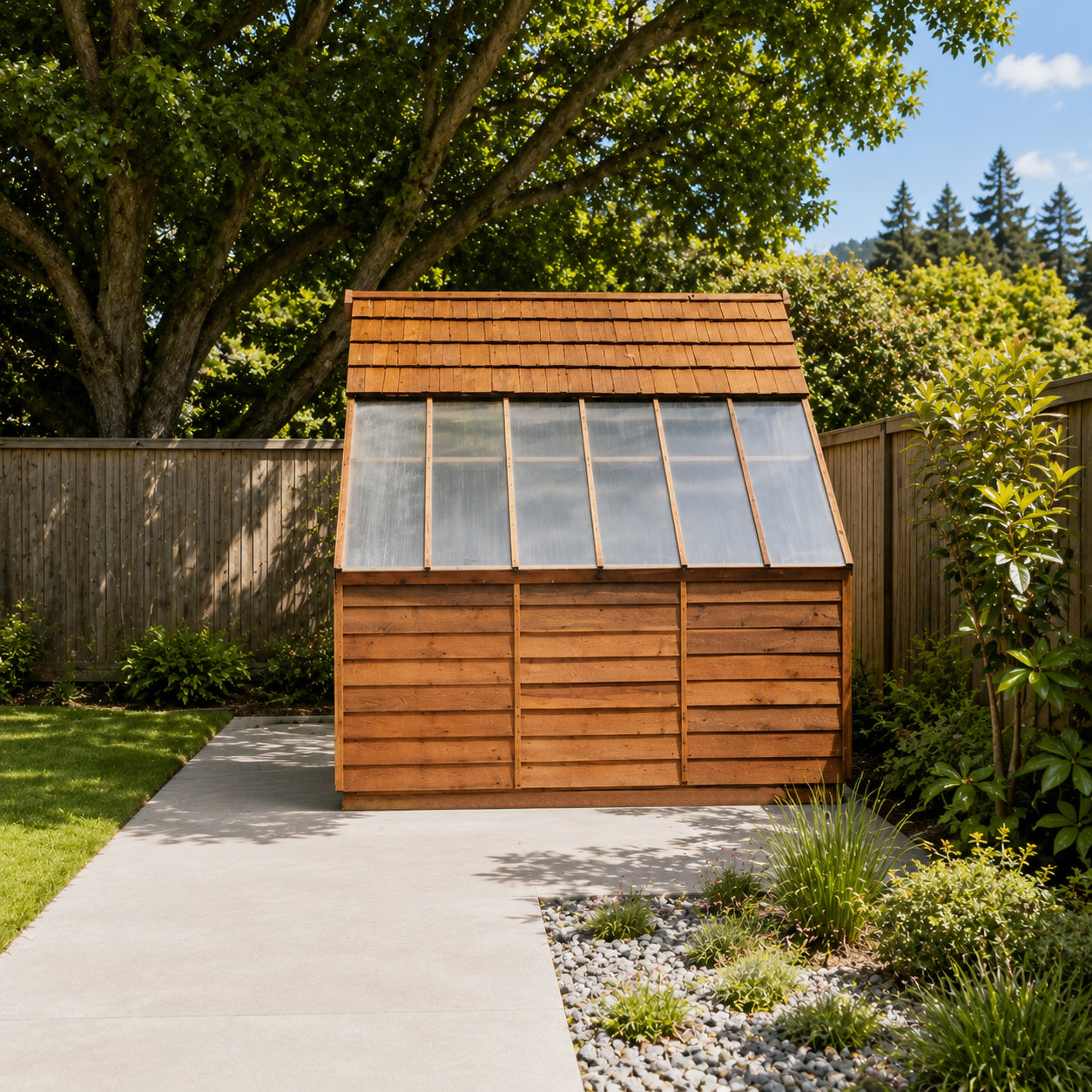 3.5x2.2m Cedar Sunhouse Shed with Polycarbonate Roof  Steelmates