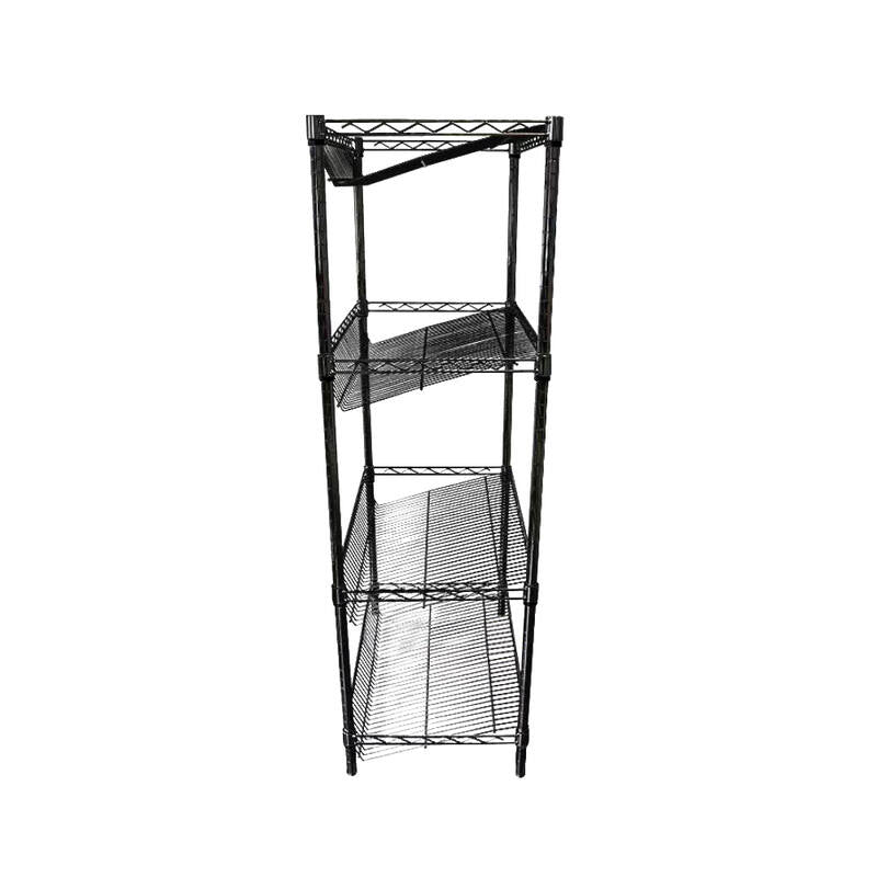Epoxy 4 Tier Chrome Wire Slanted Shelving 1800x450xH1800 Black