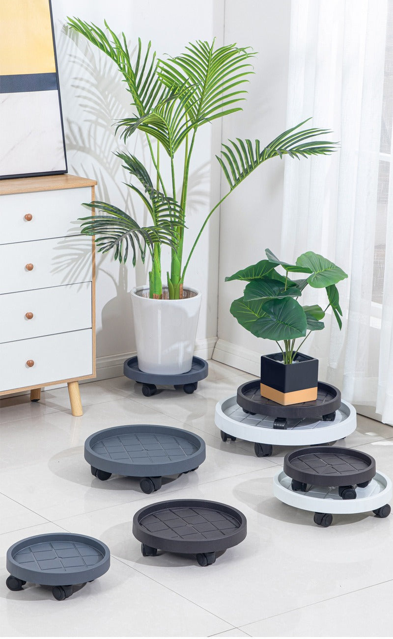 Movable Plant Pot Tray with Wheels & Water Catcher Base  Steelmates