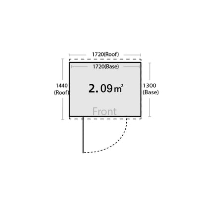 1.72m x 1.3m Garden Sheds Grey