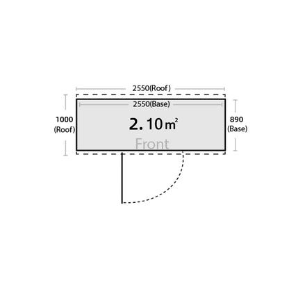 2.55m x 0.89m Garden Sheds Grey