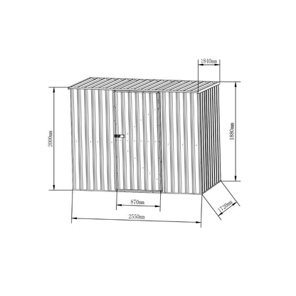 2.55m x 1.72m Garden Shed Grey