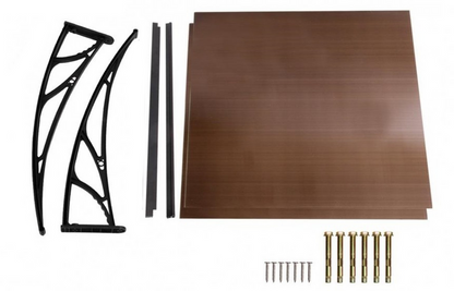 Door Canopy W100xD100cm DIY Window Door Awning Sun Shade with Tinted Roof Panel