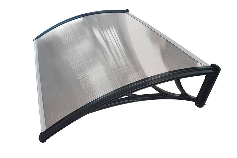 Door Canopy W150xD100cm DIY Window Door Awning Sun Shade with Clear Roof Panel