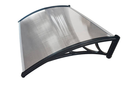 Door Canopy W150xD100cm DIY Window Door Awning Sun Shade with Clear Roof Panel