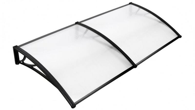 Door Canopy W200xD100cm DIY Window Door Awning Sun Shade with Clear Roof Panel