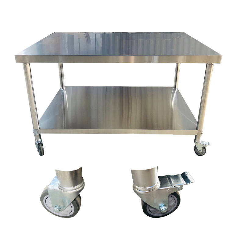Commercial Stainless Steel Kitchen Bench 1.5m with Wheel