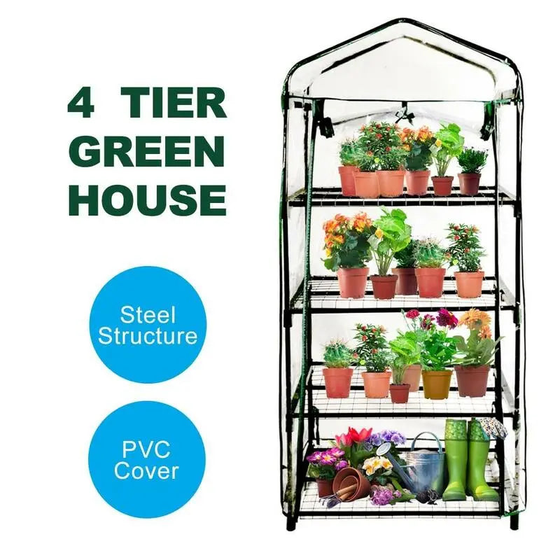 Mini Greenhouse PVC Cover 4 Tiers Garden Storage steelmates