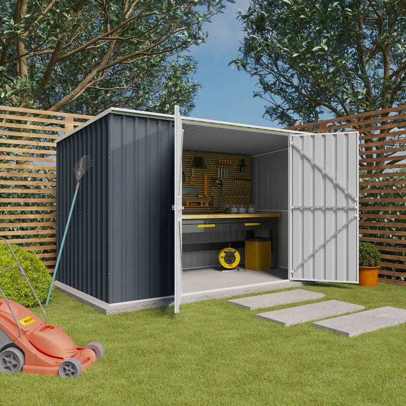 3.39m x 1.72m Garden Shed Grey FORT6 New Model Steelmates