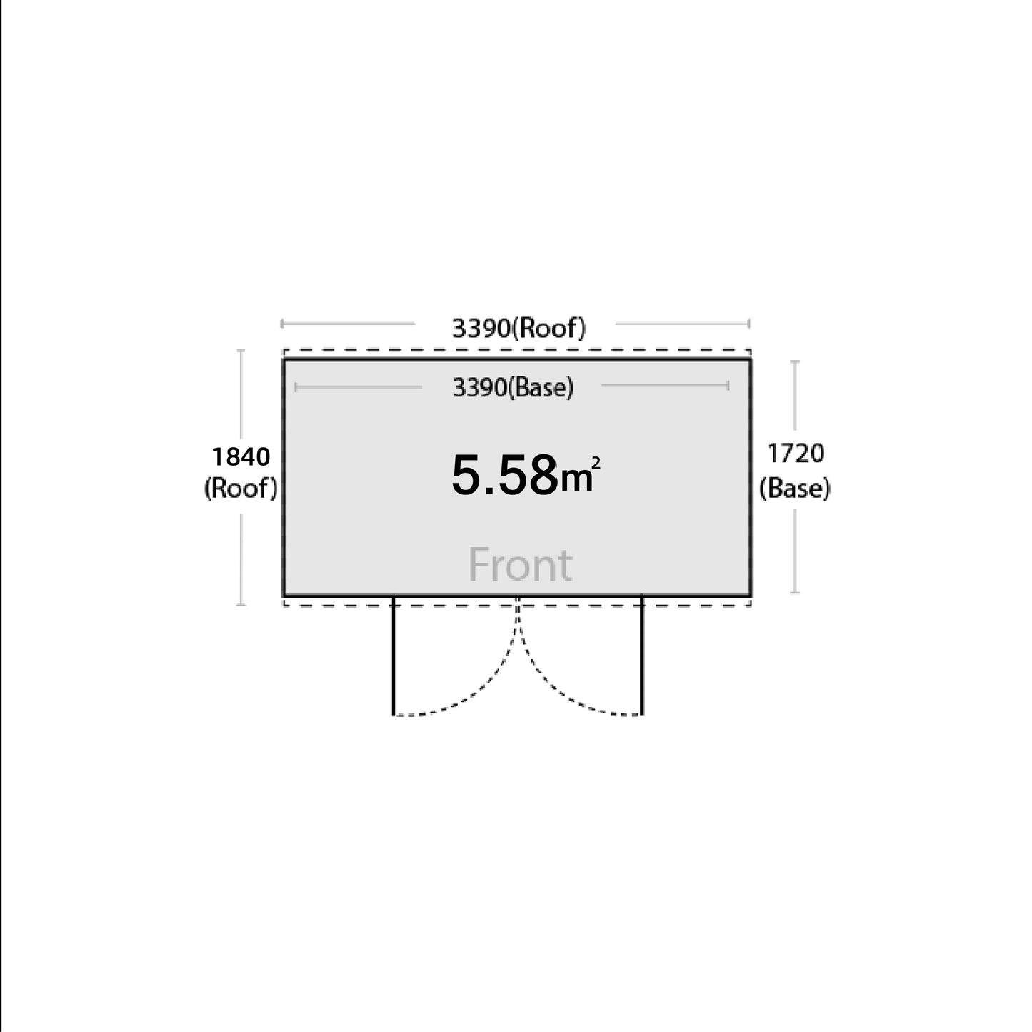 3.39m x 1.72m Garden Shed Grey FORT6 New Model