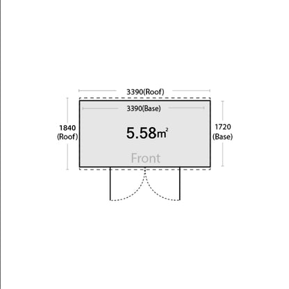 3.39m x 1.72m Garden Shed Grey FORT6 New Model