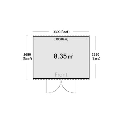 3.39m x 2.55m Garden Shed