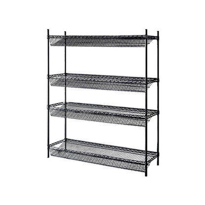 Epoxy 4 Tier Chrome Wire Slanted Shelving 1200x450xH1800 Black
