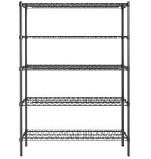 Epoxy 5 Tier Chrome Wire Shelving 1200x450xH1800 Black Refrigerate