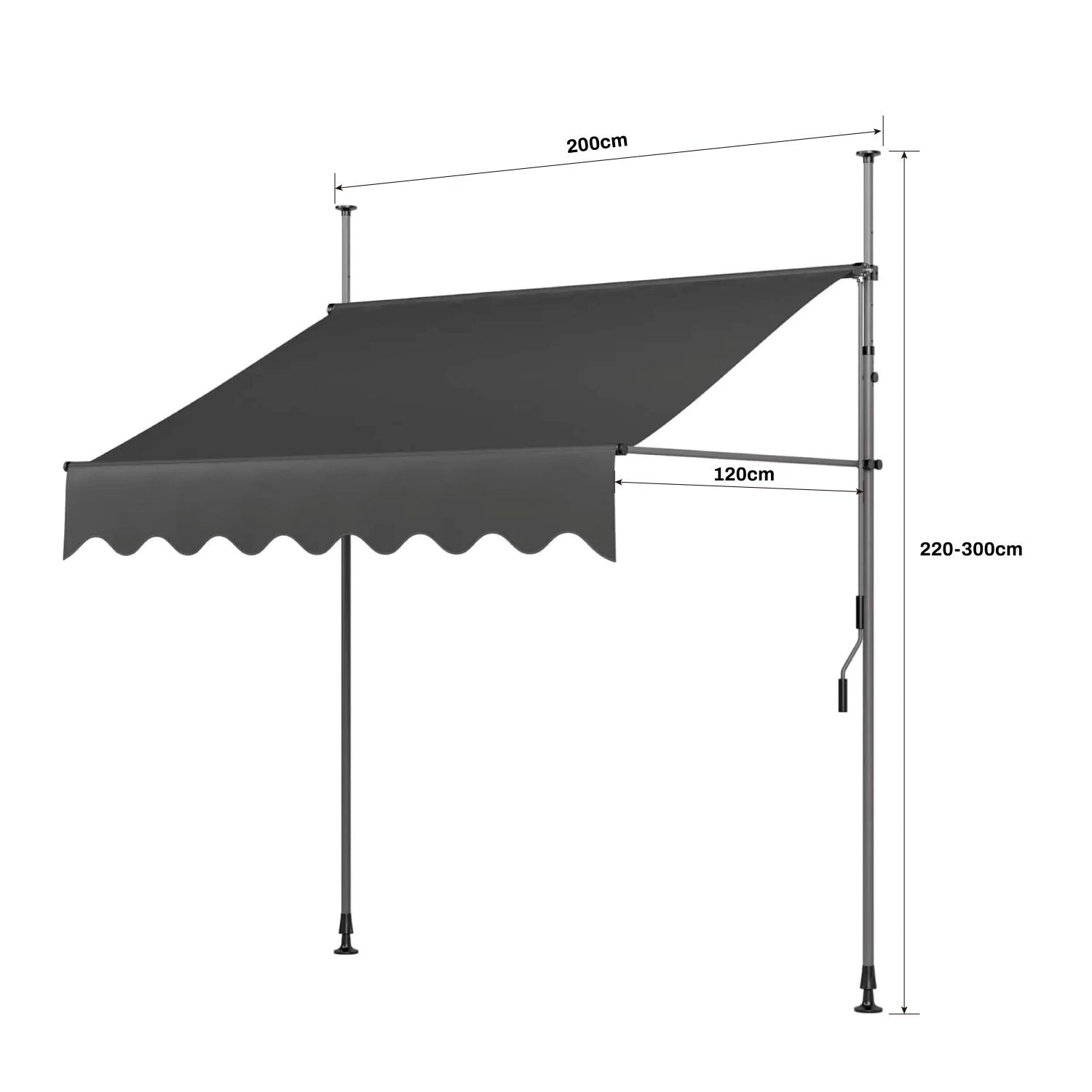 Adjustable Clamp Awning Sunshade Outdoor Shelter 200x120cm  Steelmates