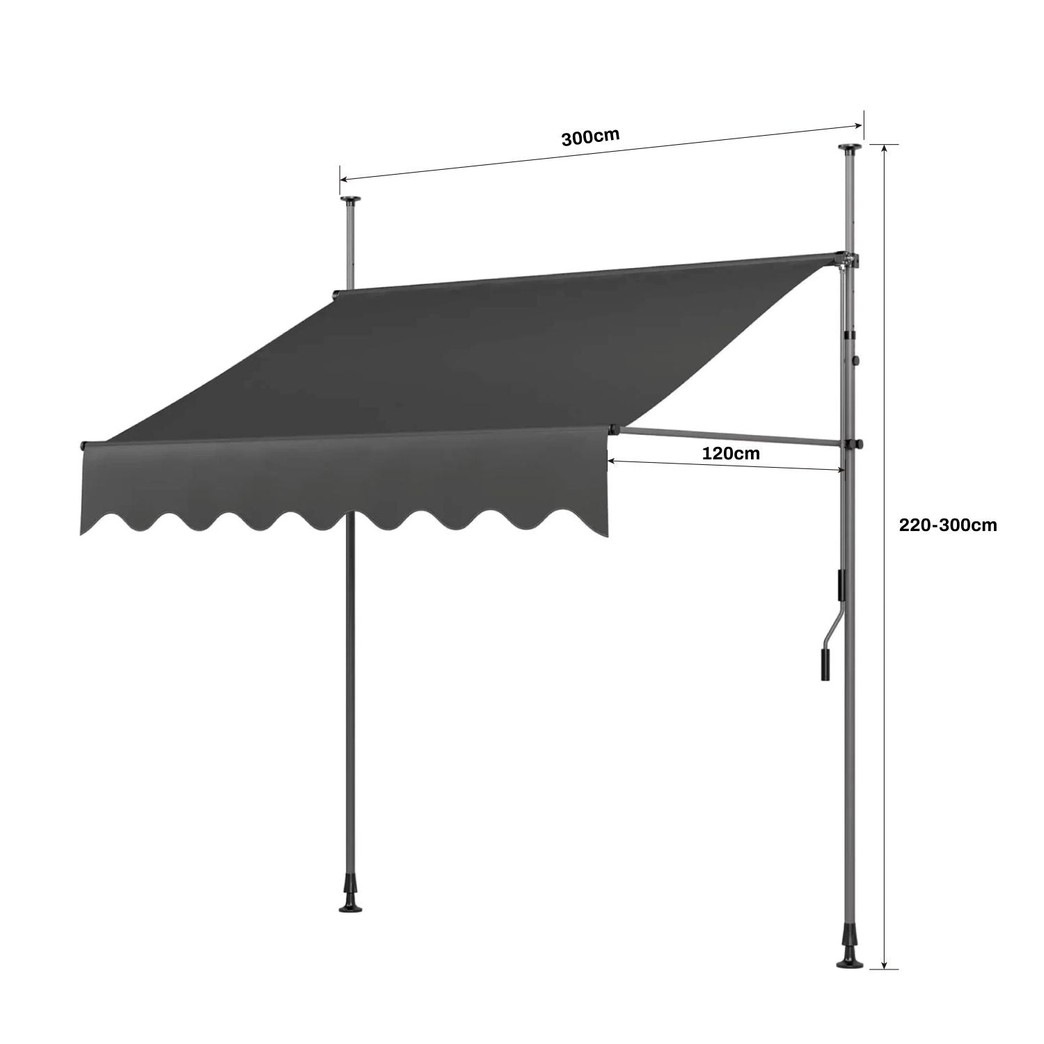 Adjustable Clamp Awning Sunshade Outdoor Shelter 300x120cm  Steelmates