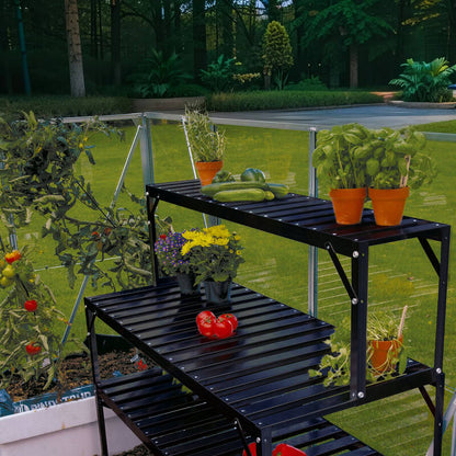 2 Tier Plant Staging for Greenhouse Steel Shelf with Top Tier Staging