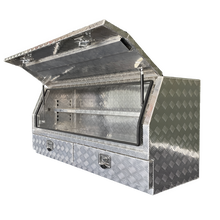 Aluminium Ute Tool Box 2.5mm 1450x530x820mm 2 Drawers Side Opening Vehicle Stora