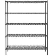 Epoxy 5 Tier Chrome Wire Shelving 1500x450xH1800 Black Refrigerate