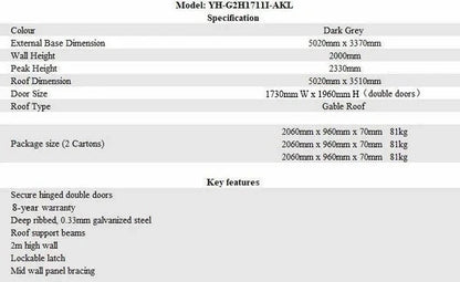 5.02m x 3.37m Garden Shed The Mothership Big Garden Sheds Steelmates