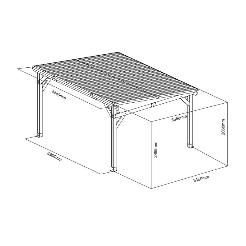 3986 L x 3350 W x 2488 H Outdoor Patio Cedar Wood Gazebo