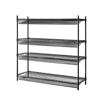 Epoxy 4 Tier Chrome Wire Slanted Shelving 1800x450xH1800 Black