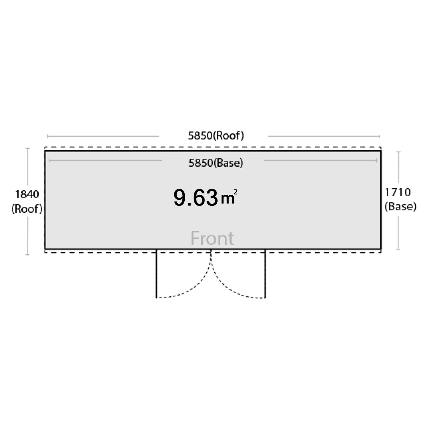 5.85m x 1.71m Garden Shed FORT12 New Model Grey