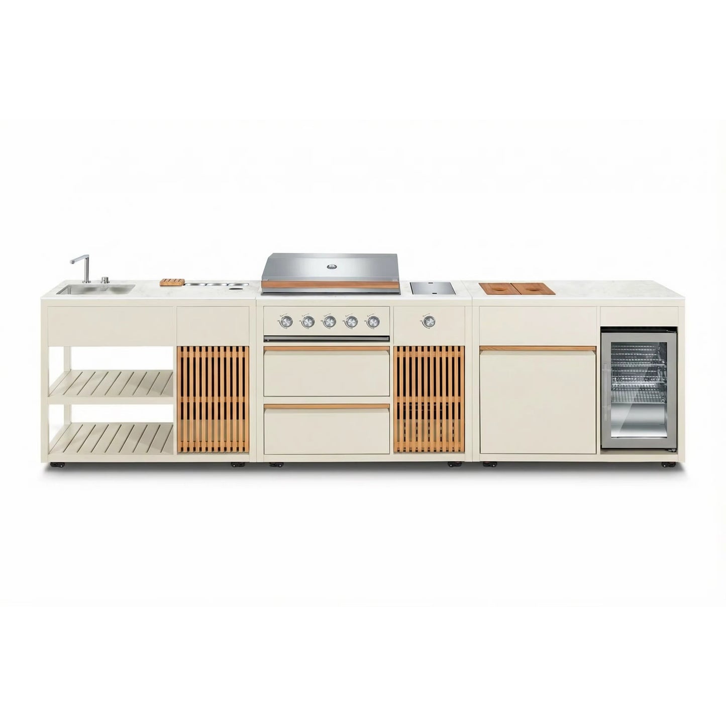 Outdoor Kitchen 3-in-1 Grill, Sink & Fridge Configuration  Steelmates