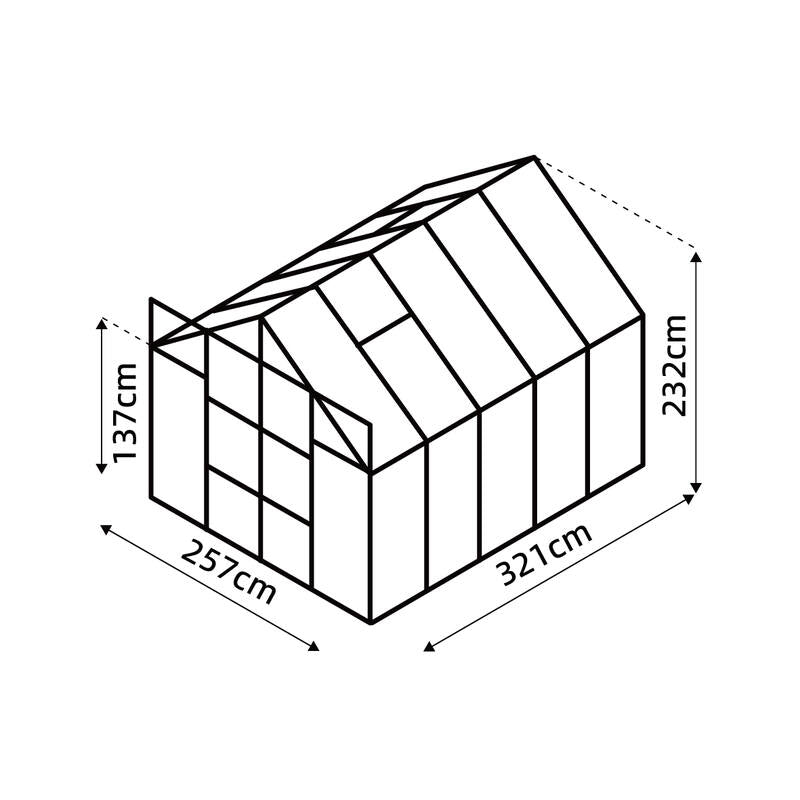 Glasshouse 4mm toughened glass 2570 x 3210 x 2320mm