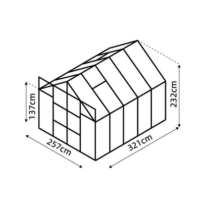 Glasshouse 4mm toughened glass 2570 x 3210 x 2320mm