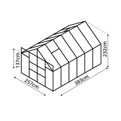 Glasshouse 4mm toughened glass 2570 x 3830 x 2320mm