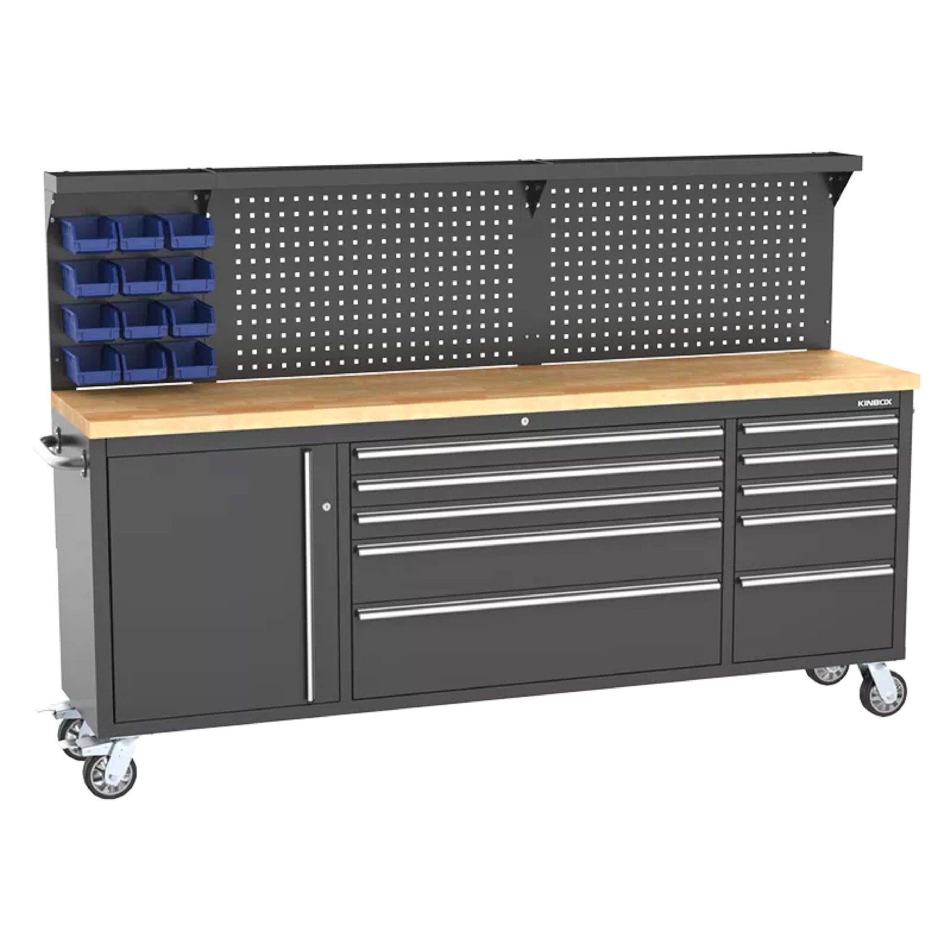 84" Heavy Duty Tool Cabinet Work Bench with 10 Drawers 2278 x 511 x 1483 mm  Steelmates