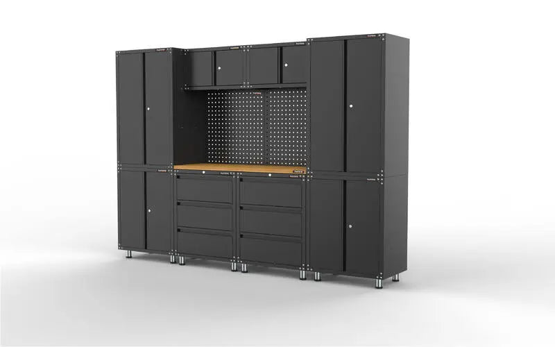 2704mm x 480mm x 1870mm Black Workshop Garage Storage Cabinet Set Model B steelmates