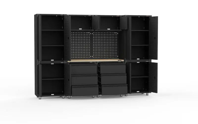 2704mm x 480mm x 1870mm Black Workshop Garage Storage Cabinet Set Model B steelmates