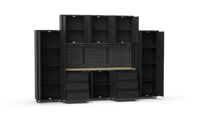 3380mm x 480mm x 2319mm Black Workshop Garage Storage Cabinet Set Model C