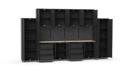 4056mm x 480mm x 2319mm Black Workshop Garage Storage Cabinet Set