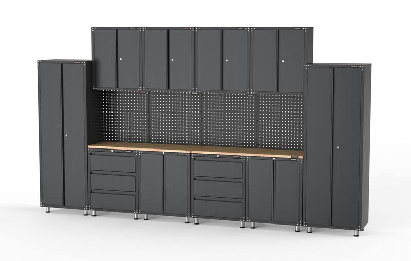 4056mm x 480mm x 2319mm Black Workshop Garage Storage Cabinet Set