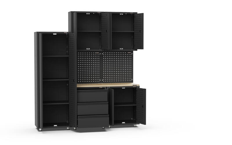 2030 x 480 x 2319mm Black Workshop Garage Storage Cabinet Set