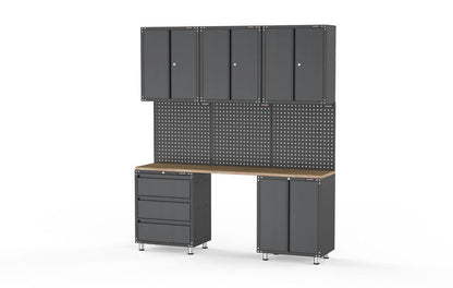 2030mm x 480mm x 2319mm Black Workshop Garage Storage Cabinet Set