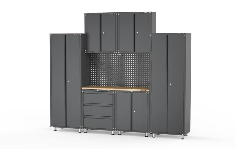 2704mm x 480mm x 2319mm Black Workshop Garage Storage Cabinet Set Model B