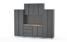 2704mm x 480mm x 2319mm Black Workshop Garage Storage Cabinet Set Model B