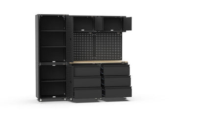 2030mm x 480mm x 1870mm Black Workshop Garage Storage Cabinet Set Model C