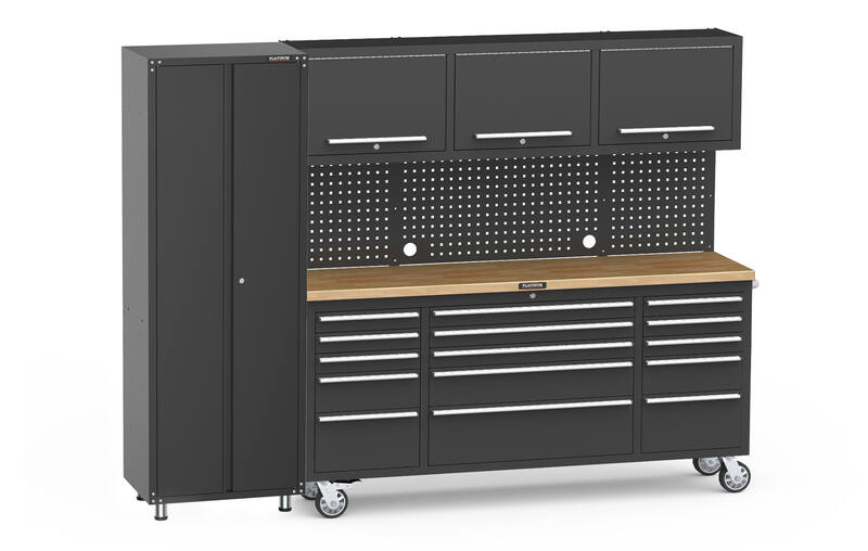 2569mm x 511mm x 1874mm Black Mobile 15 Drawers Tool Chest Work Bench + 1 standing storage cabinet