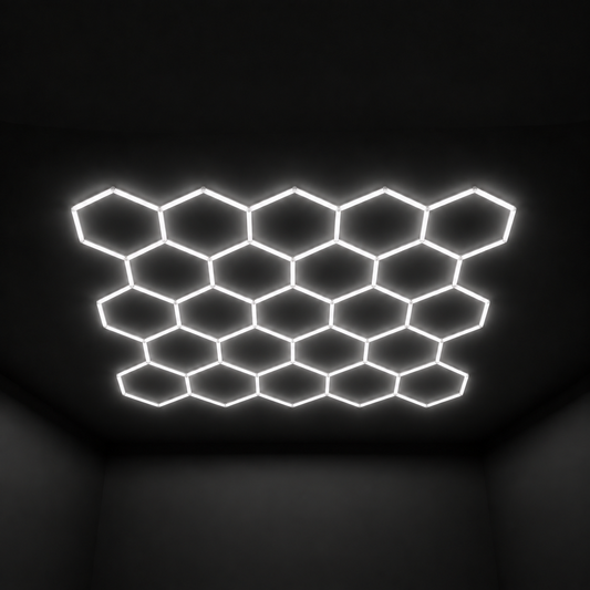 Double Garage Hexagon LED Light 4083 x 3764 mm - 23 Grid System  Steelmates
